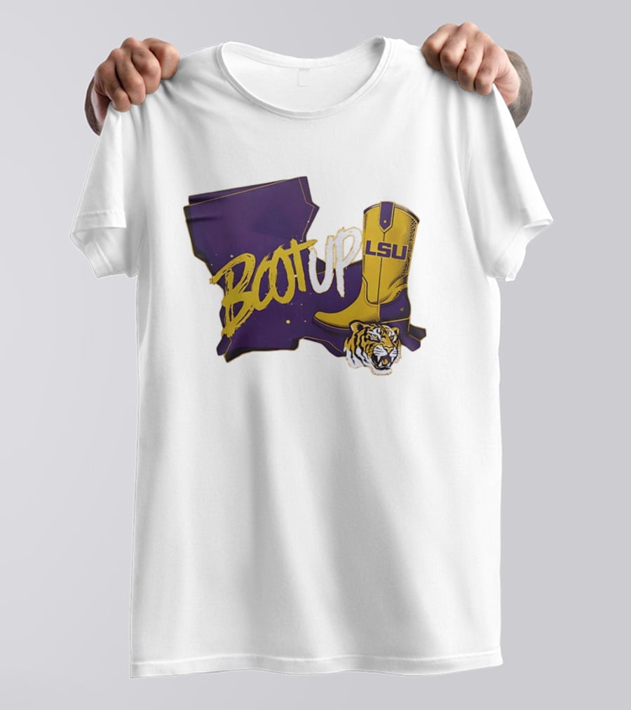 Welcome Home Coach Will Wade Boot Up LSU Tigers Louisiana Map And Boot With LSU Logo And Tiger Head T-Shirt