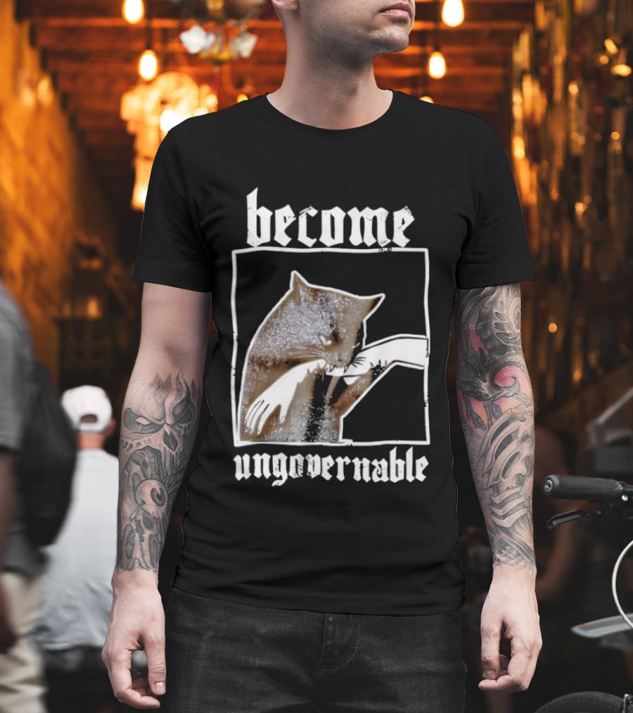Become Ungovernable Cat Biting Hand T-Shirt