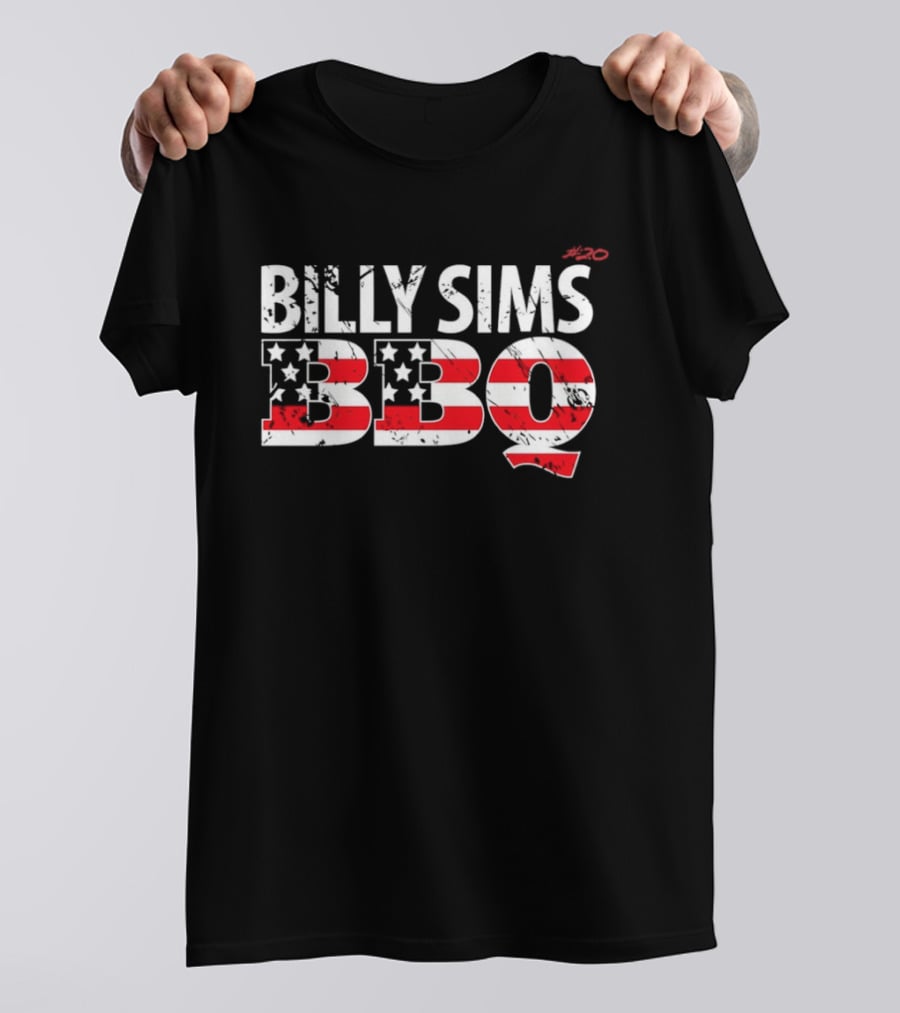 Billy Sims BBQ American Flag Stars And Stripes T-Shirt