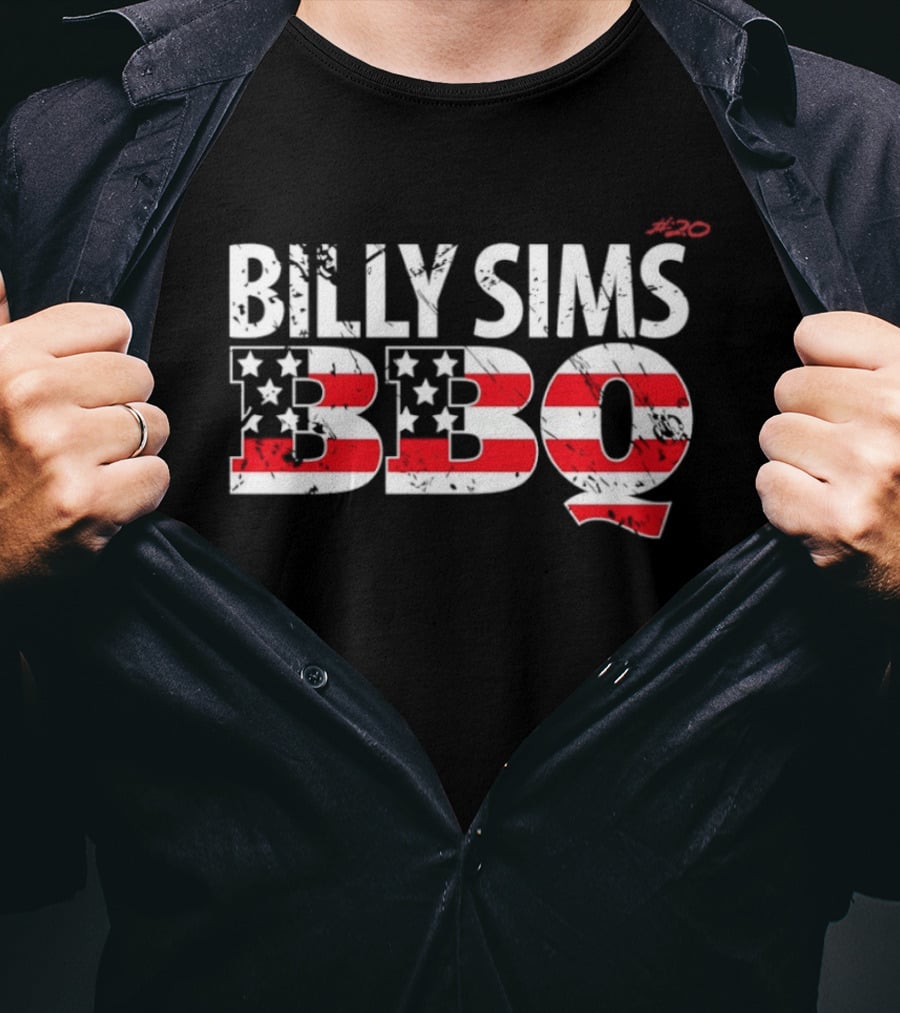 Billy Sims BBQ American Flag Stars And Stripes T-Shirt