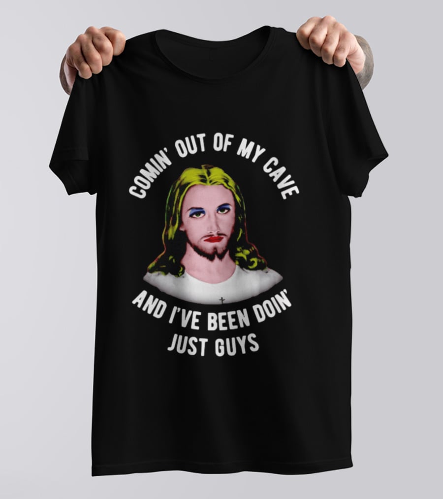 Comin' Out Of My Cave And I've Been Doin' Just Guys Retro Jesus T-Shirt