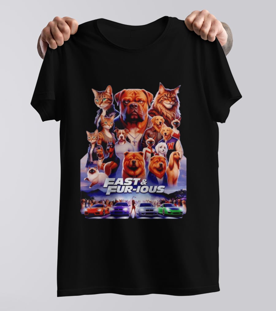 Dogs Cats Fast And Fur Ious Car Racing Pets T-Shirt