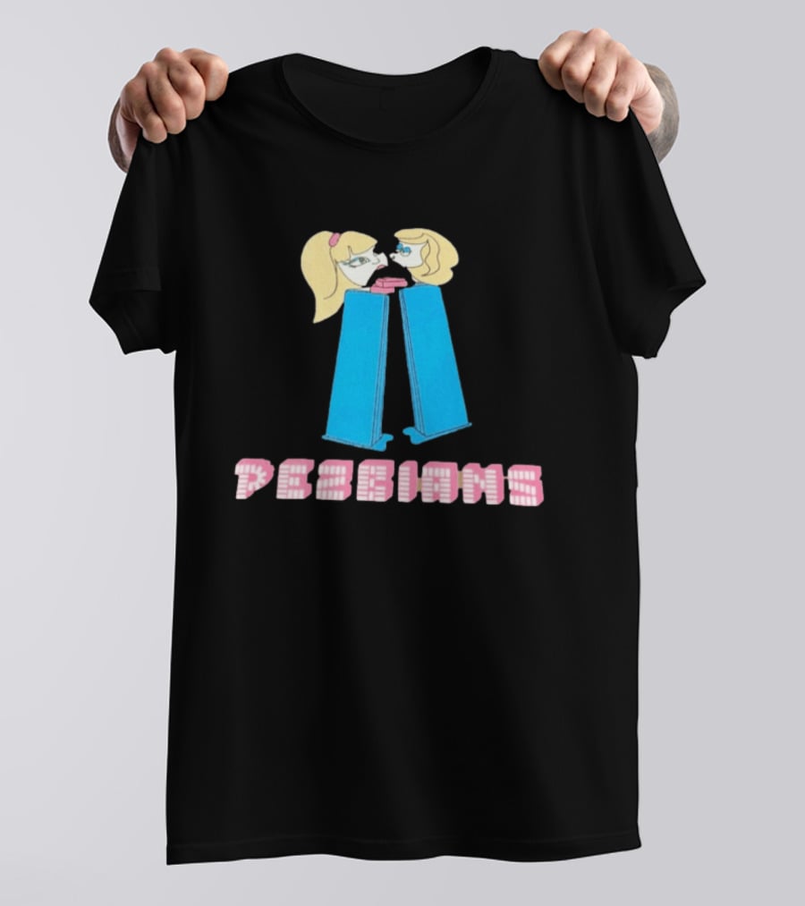 Pesbians Blonde Couple Kissing Meme Pez Dispenser T-Shirt