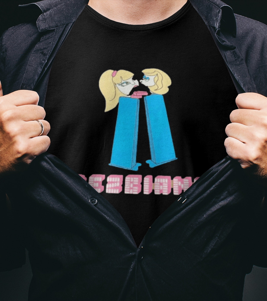 Pesbians Blonde Couple Kissing Meme Pez Dispenser T-Shirt