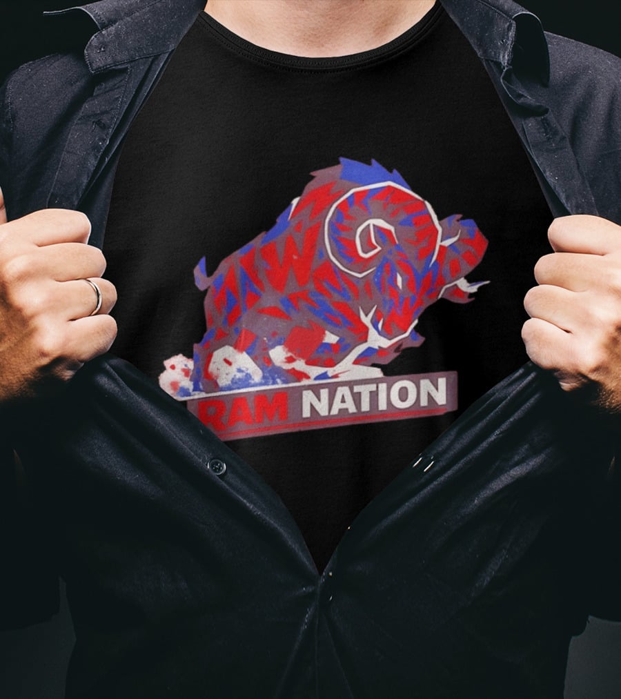 Ram Nation Red Blue Charging Ram T-Shirt
