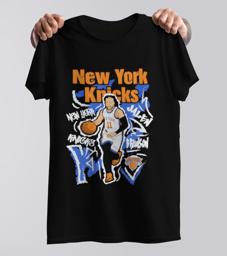 New York Knicks Jalen Brunson 11 Basketball NBA Player Cartoon T-Shirt