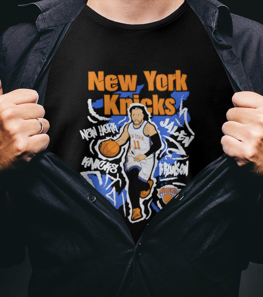 New York Knicks Jalen Brunson 11 Basketball NBA Player Cartoon T-Shirt