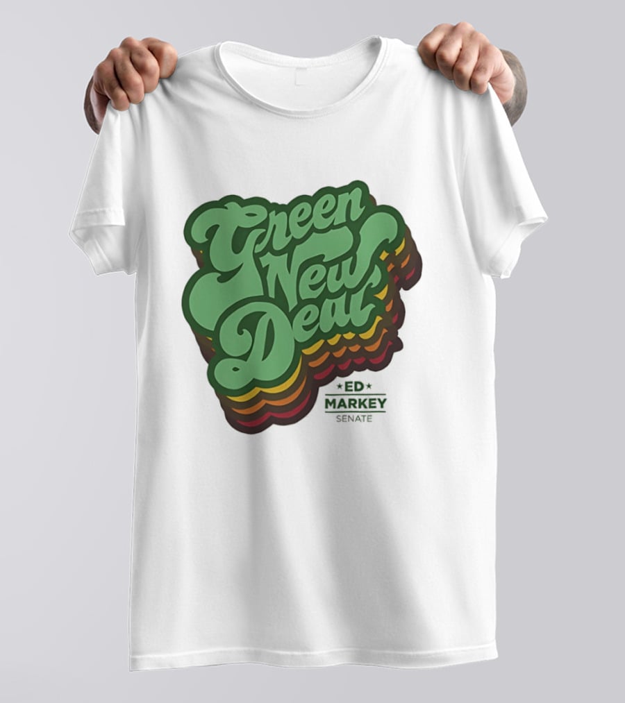 Green New Deal Ed Markey Senate Retro Font T-Shirt