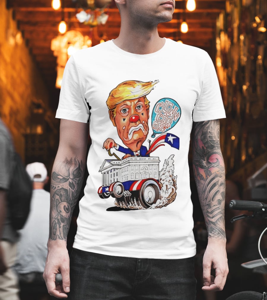 Clown Car One Cartoon Trump White House Sátira Política Divertida T-Shirt