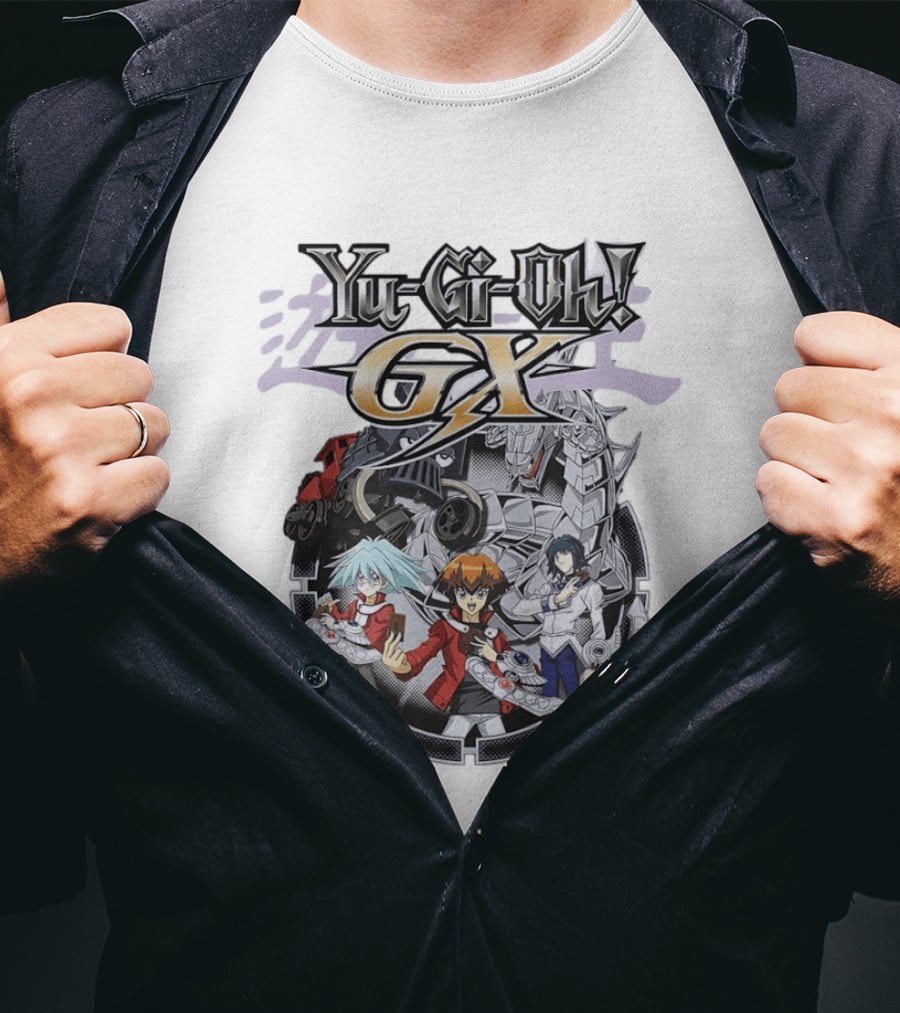 Yu Gi Oh GX Anime Characters With Duel Disk And Monsters T-Shirt
