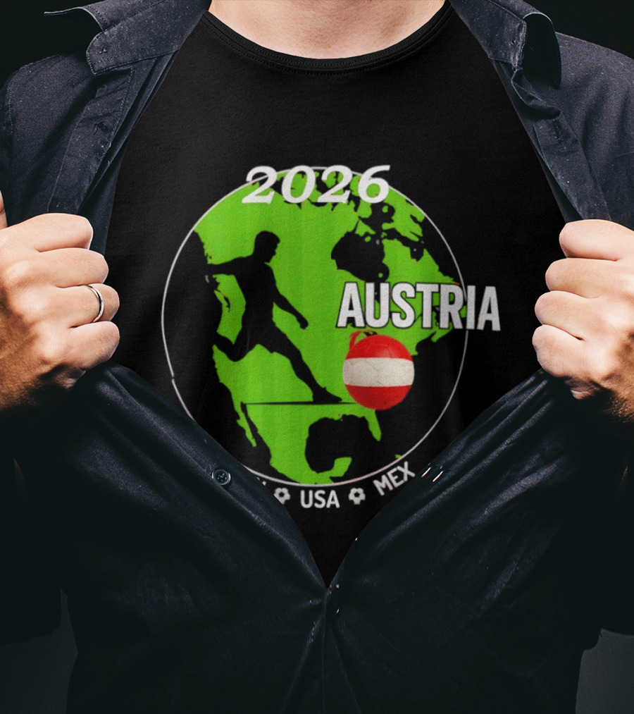 Austria Football 2026 CAN USA MEX World Cup Soccer Map T-Shirt