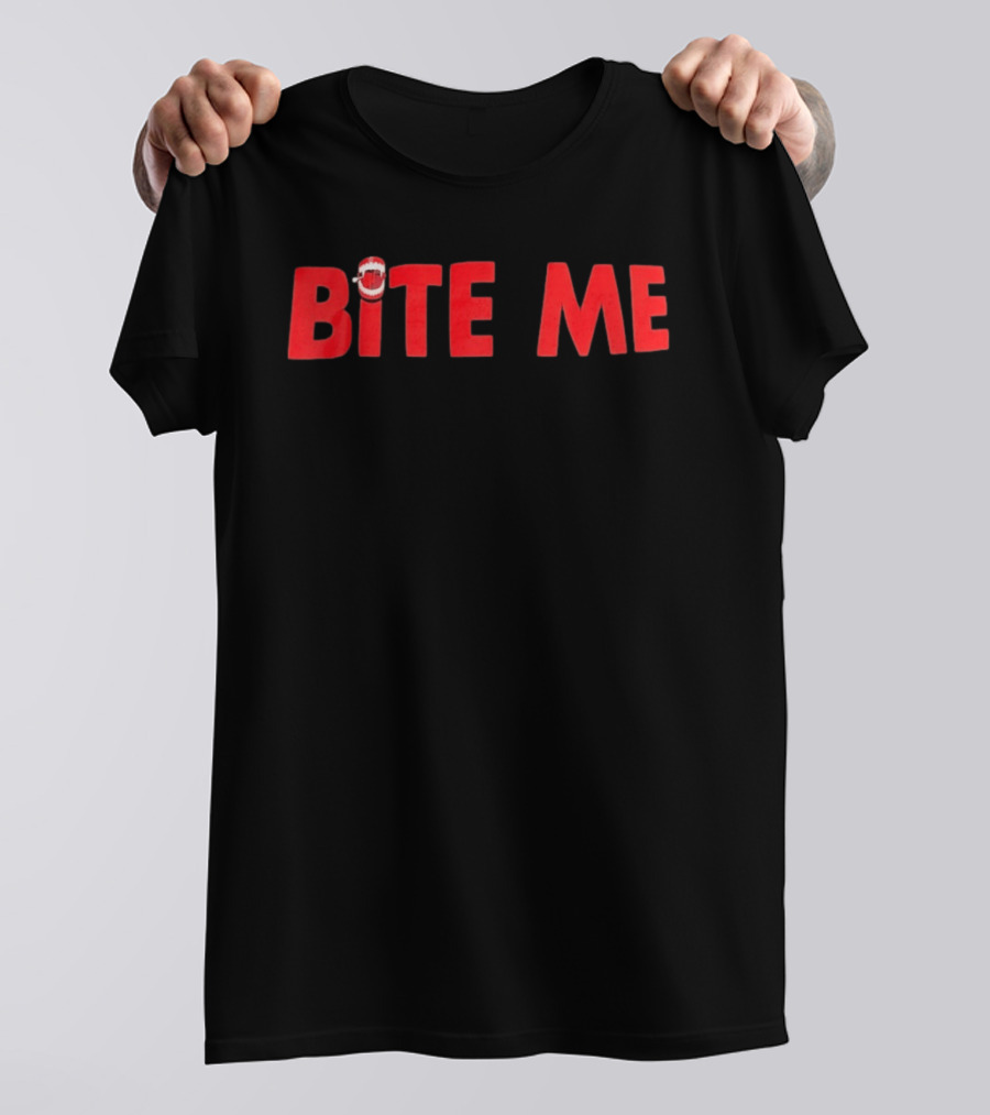 Bite Me Halloween Vampire Teeth Red Letters T-Shirt