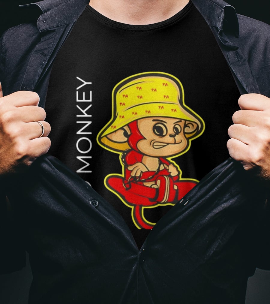 PA Red Monkey Cartoon With Yellow Hat T-Shirt