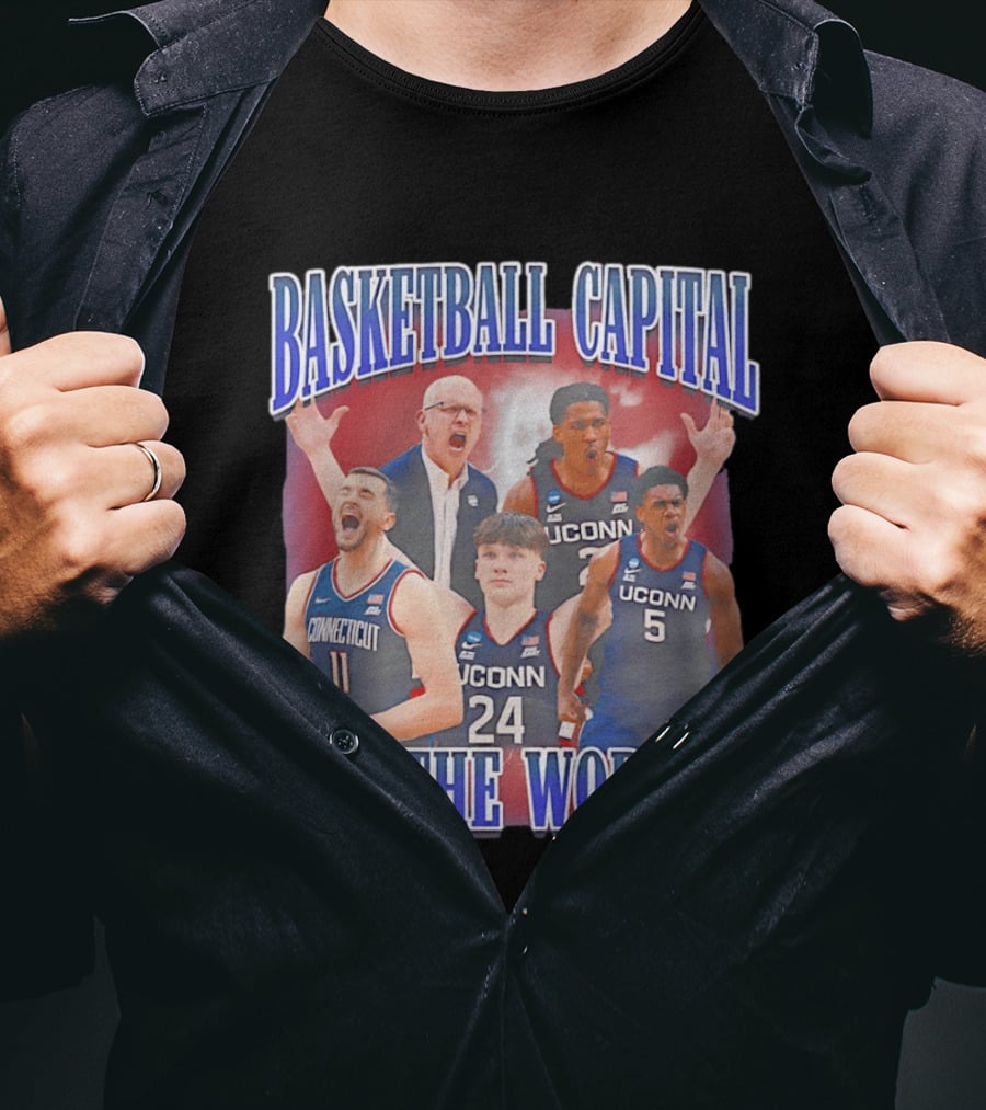 UConn Huskies Basketball Capital Of The World Dan Hurley Players T-Shirt