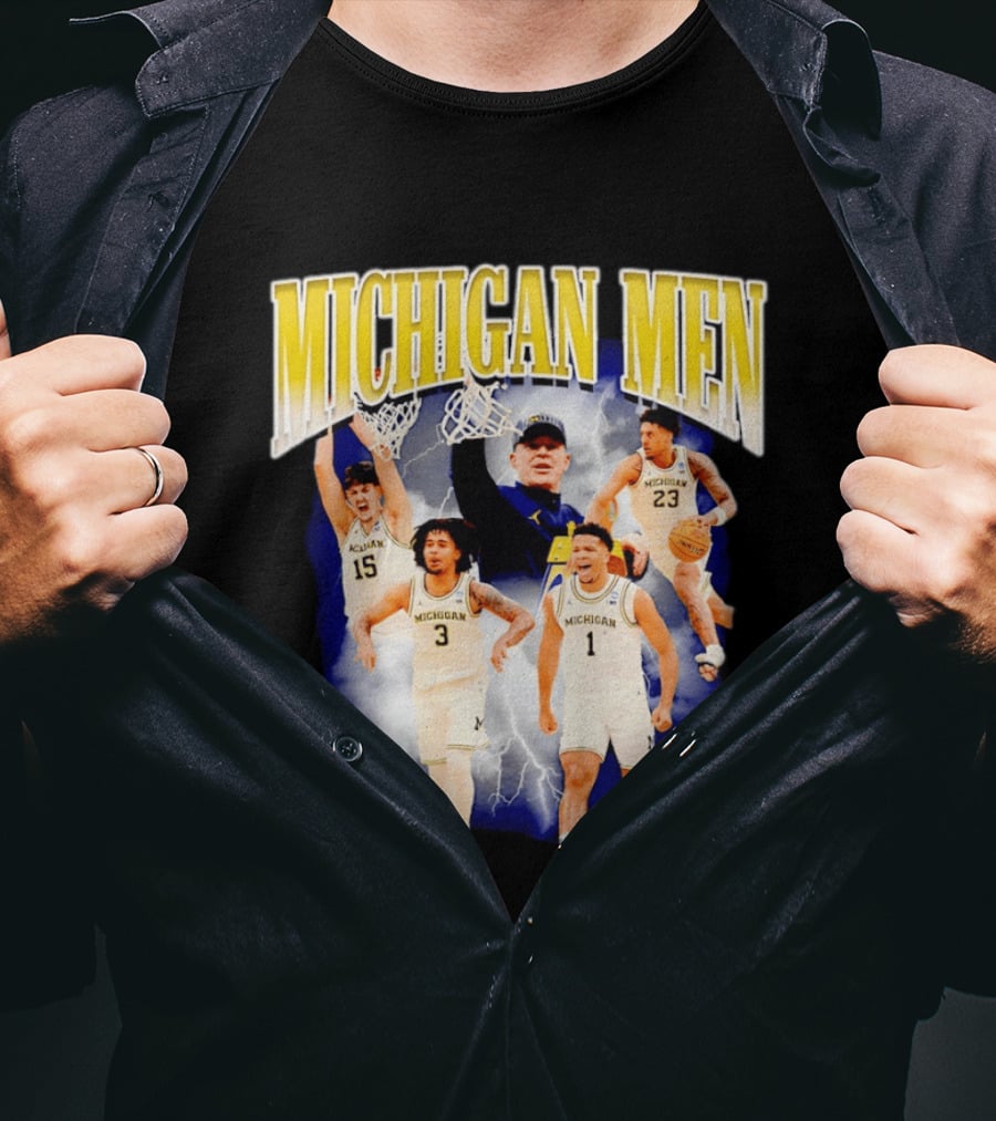 Michigan Men Wolverines Basketball Players Dusty May Coach Lightning T-Shirt