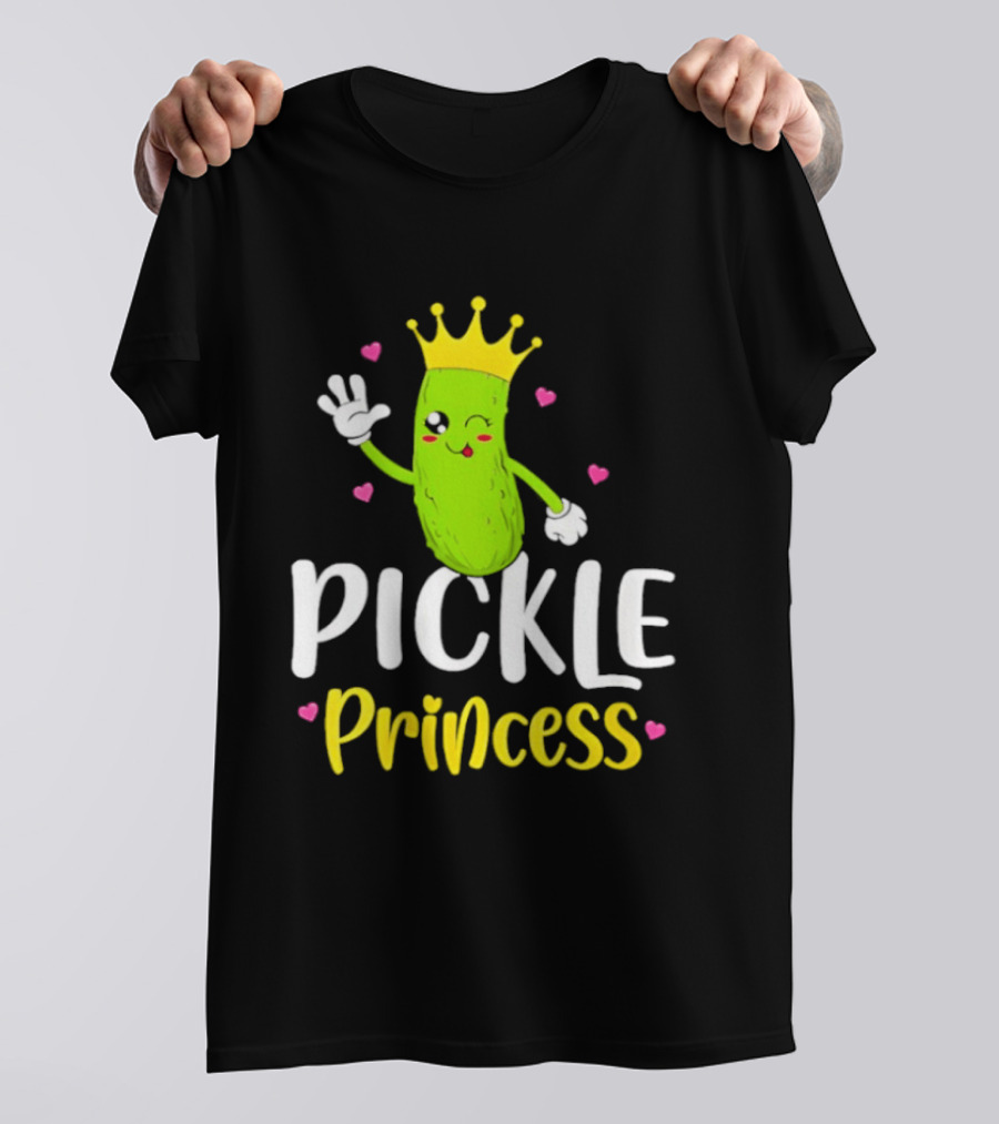 Pickle Princess Crown Cute Fun Cartoon T-Shirt