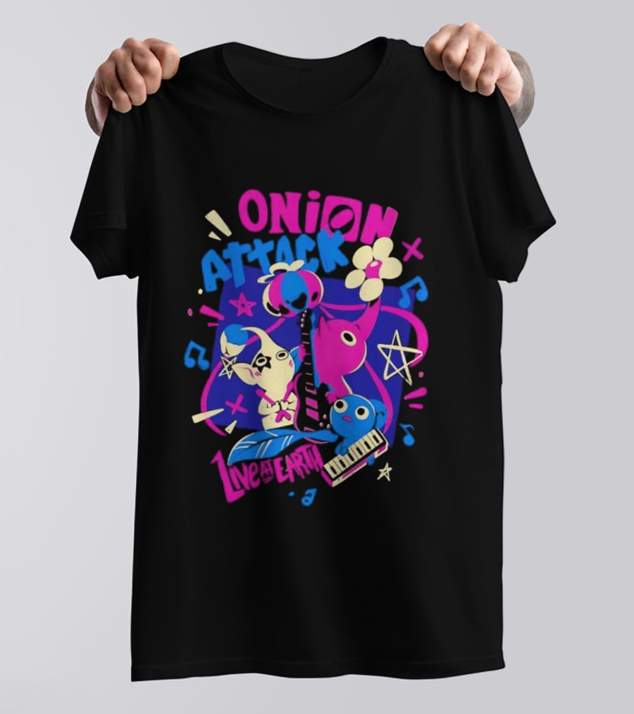 Onion Attack Live At Earth Pikmin Music Themed Concept T-Shirt