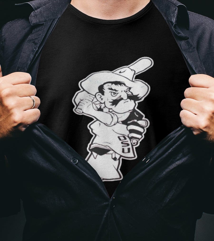 Pistol Pete Pitching OSU Cowboy Baseball T-Shirt