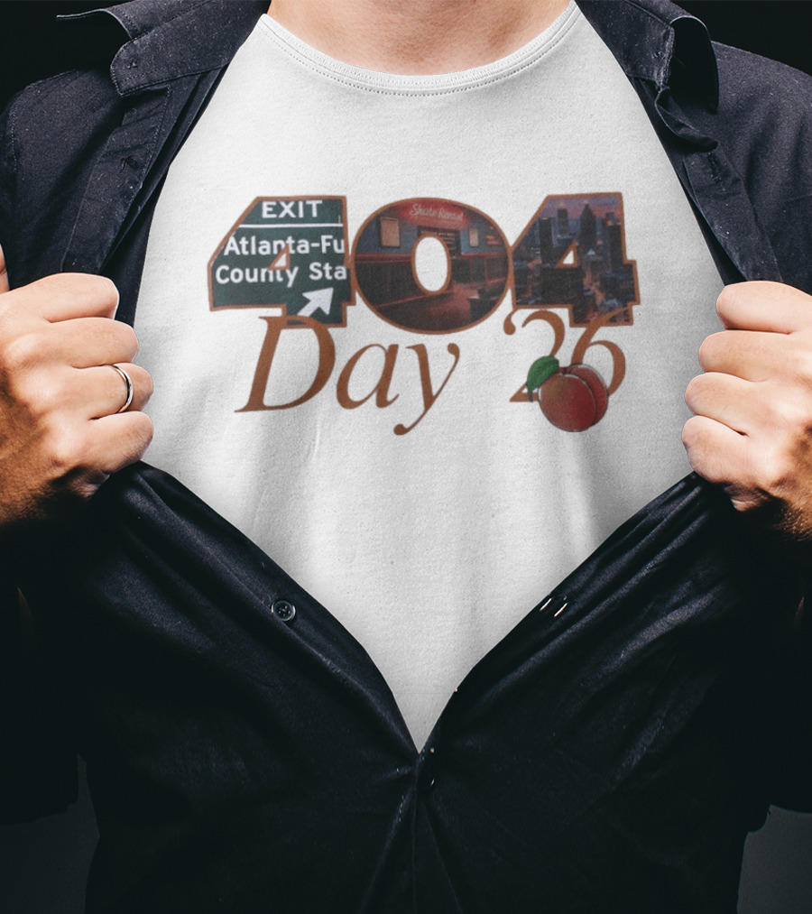 Atlanta Fulton County Peach Day 404 2025 Skate Rink Skyline T-Shirt
