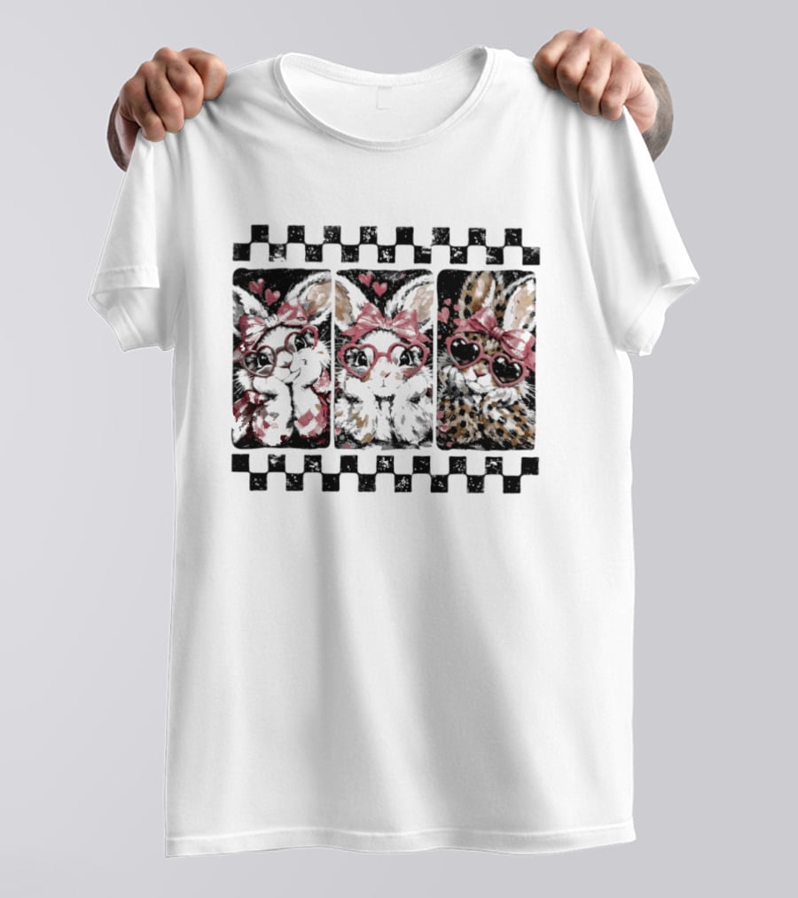 Bunny Coquette Love Heart Glasses Happy Easter Day 2026 T-Shirt