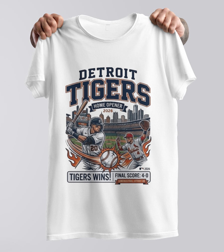 Detroit Tigers Home Opener 2026 Cardinals Final Score 4 0 T-Shirt