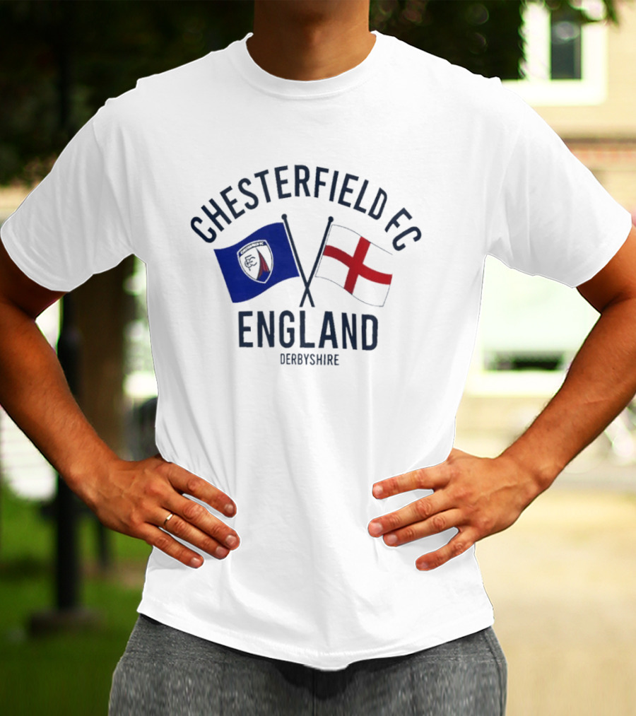 Chesterfield FC England Derbyshire Crossed Flags T-Shirt