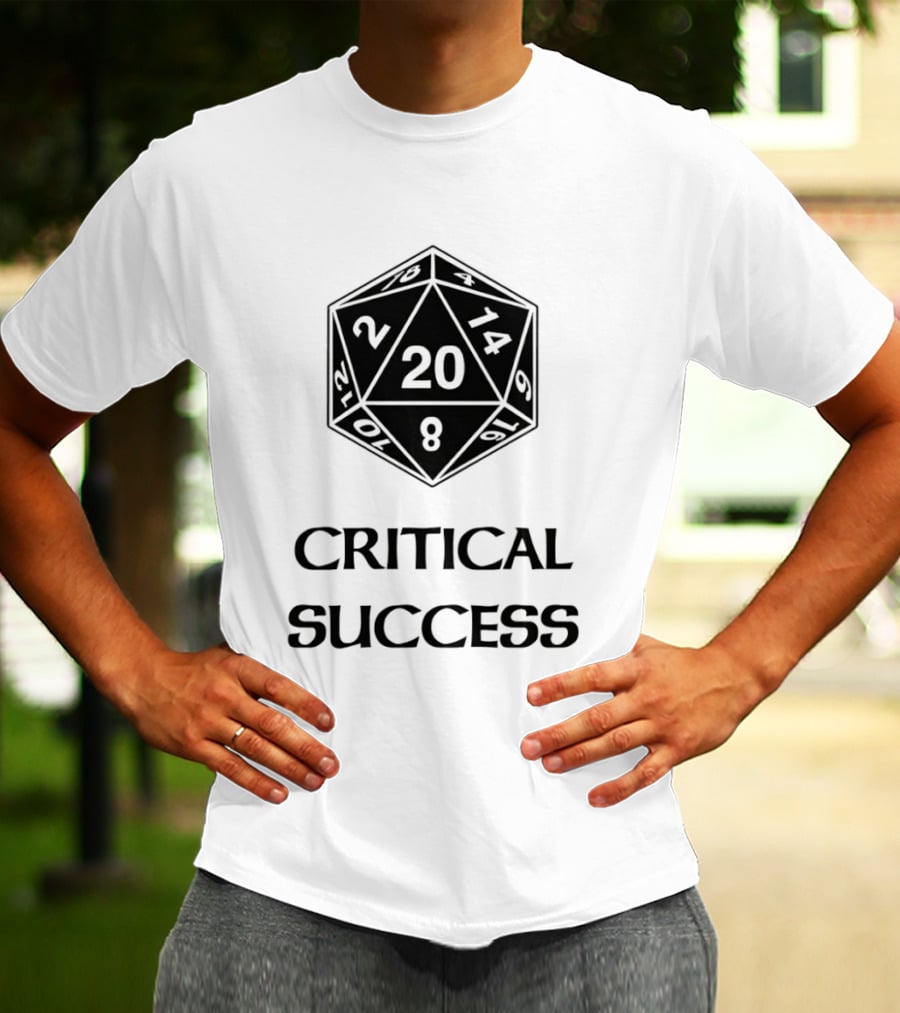 Critical Success Dungeons And Dragons Dice 20 14 2 8 T-Shirt
