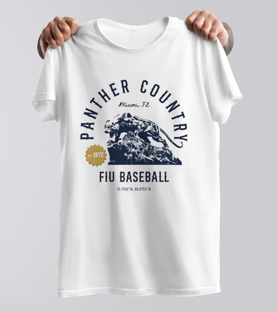 Panther Country FIU Baseball Miami FL 1972 Coordinates T-Shirt