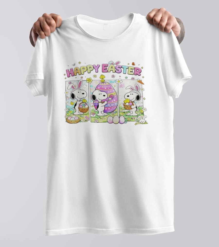 Hoppy Easter Snoopy Bunny Eggs With Woodstock Peanuts Celebration T-Shirt