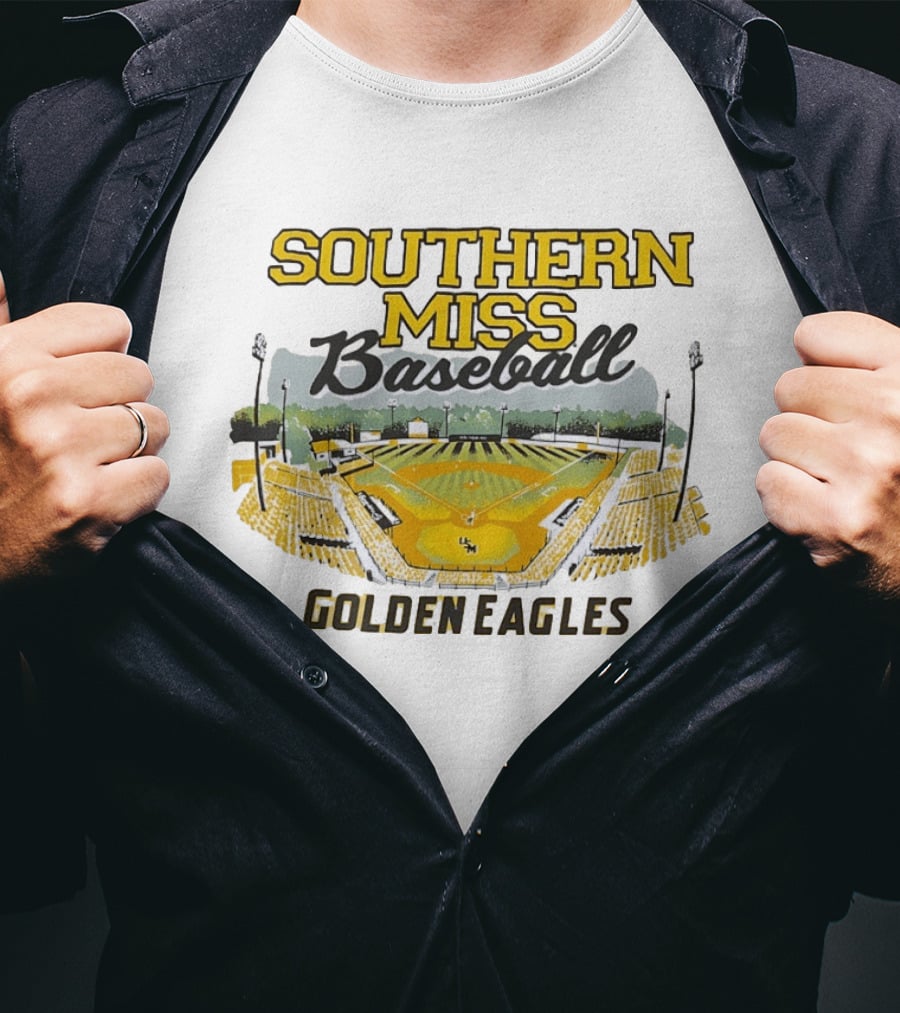 Southern Miss Baseball Golden Eagles Stadium Scene T-Shirt