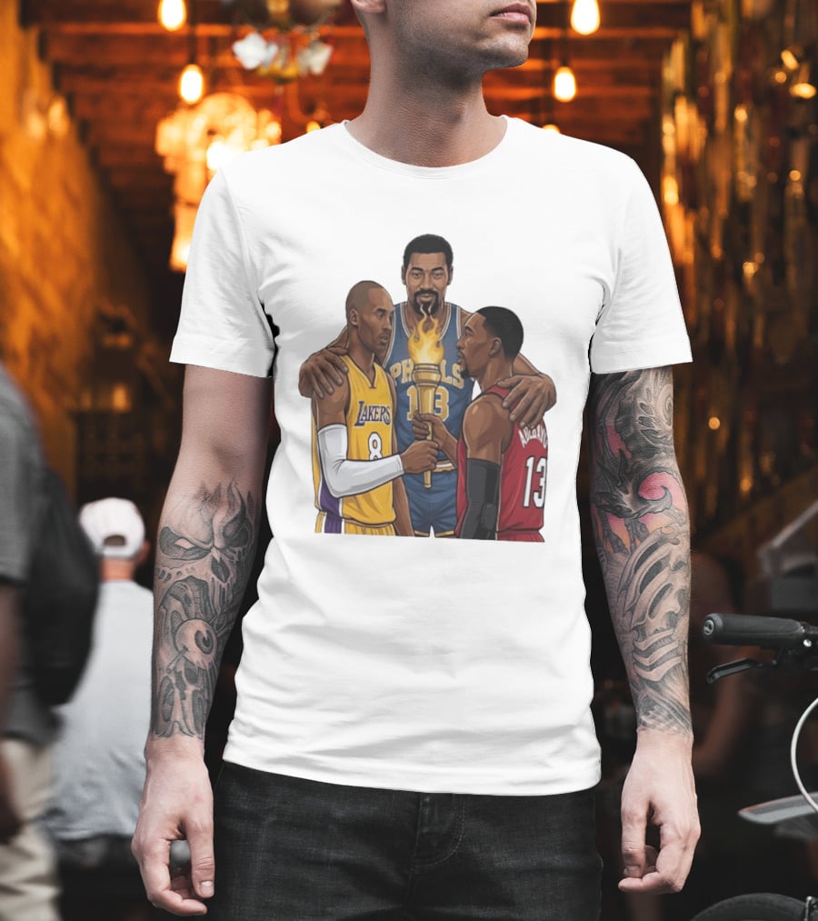Wilt Chamberlain Kobe Bryant Lakers Bam Adebayo Miami Heat Passing The Torch T-Shirt
