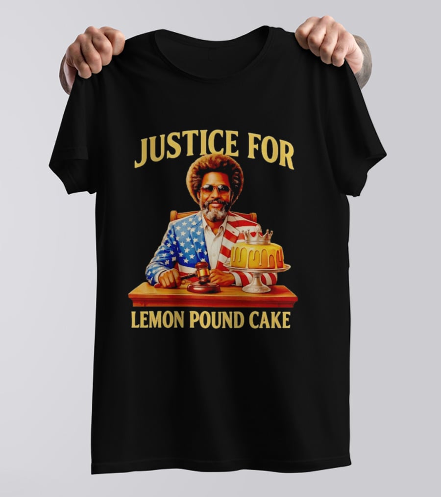 Justice For Lemon Pound Cake Meme Retro Style Judge With Gavel And Patriotic Suit T-Shirt