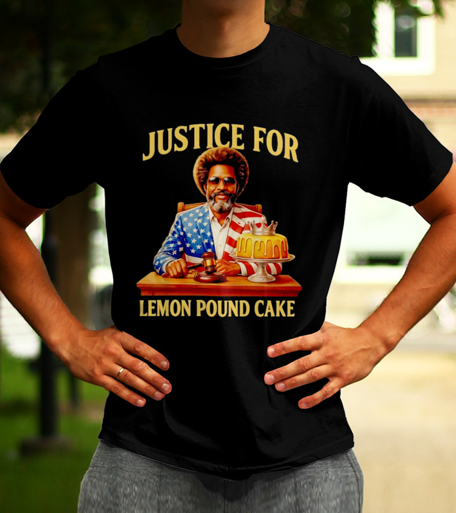 Justice For Lemon Pound Cake Meme Retro Style Judge With Gavel And Patriotic Suit T-Shirt