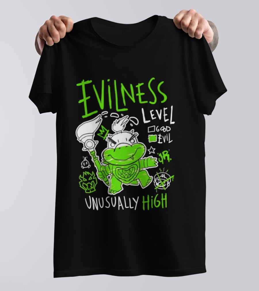 Baby Bowser Evilness Level Unusually High Mischievous Green T-Shirt