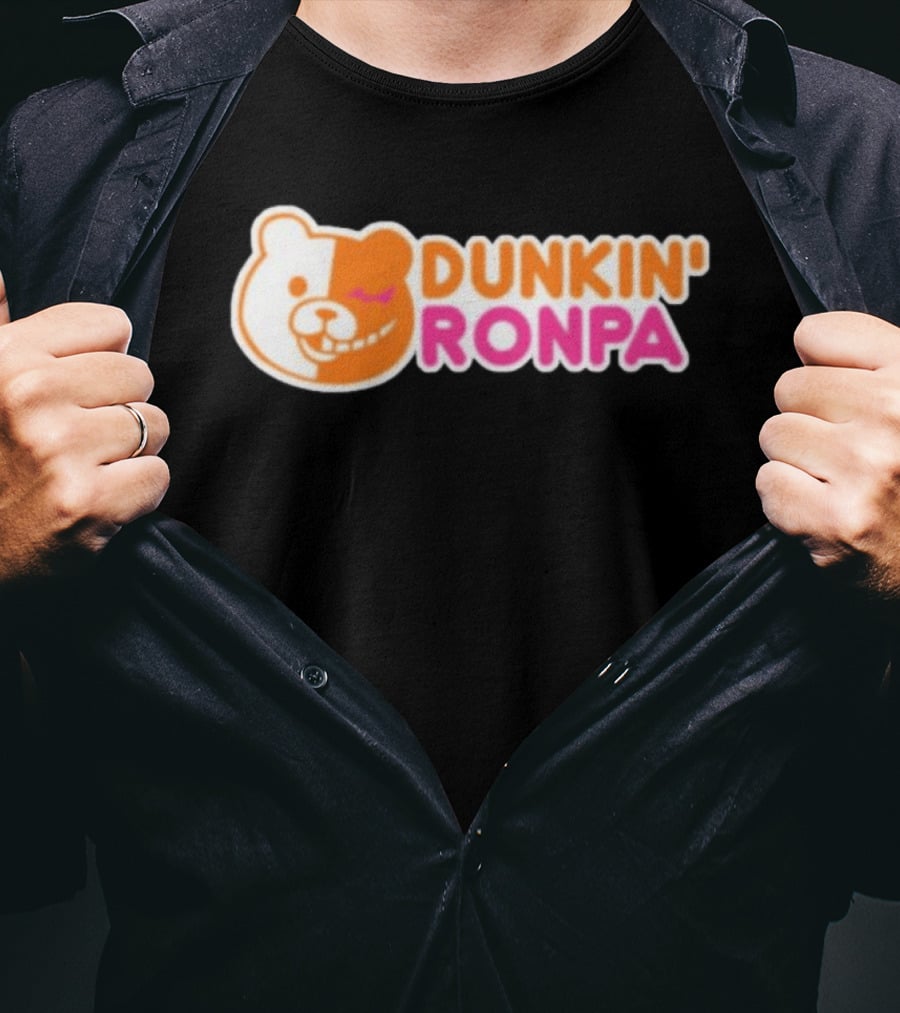 Dunkin' Ronpa Bear Face Graphic Brian Beacock T-Shirt