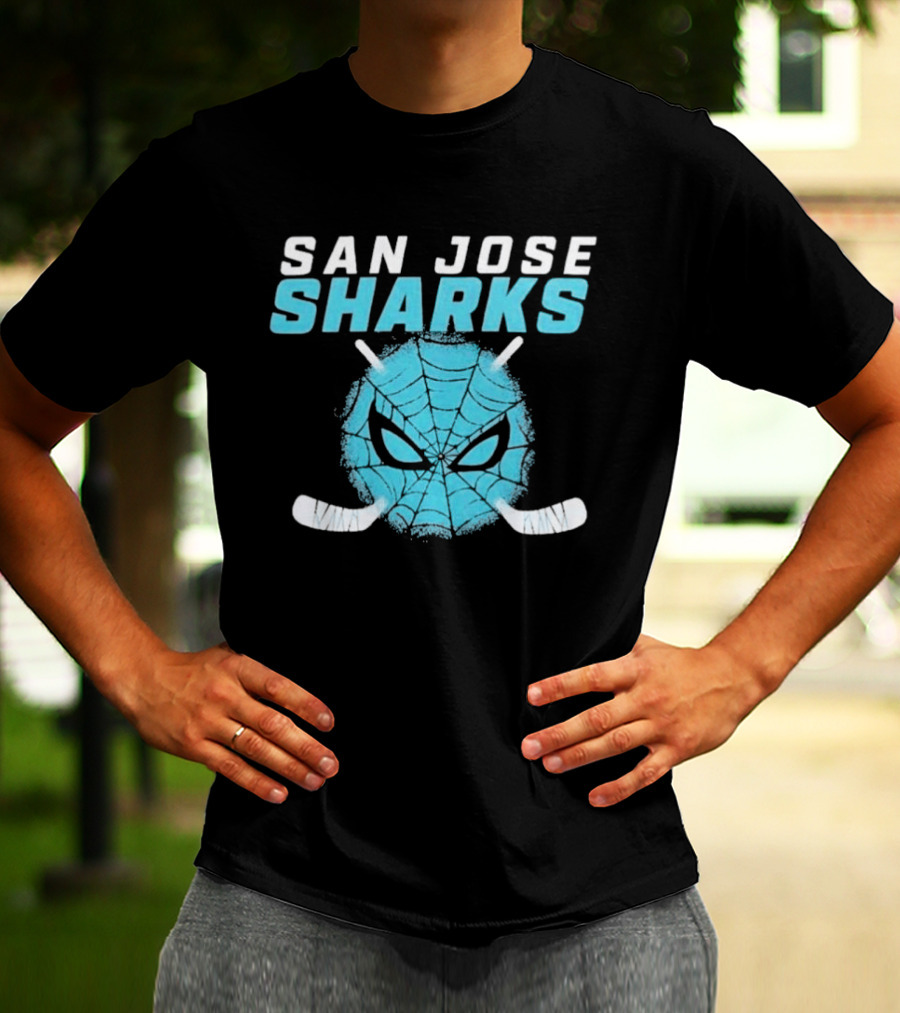 San Jose Sharks Spider Hockey Mask T-Shirt