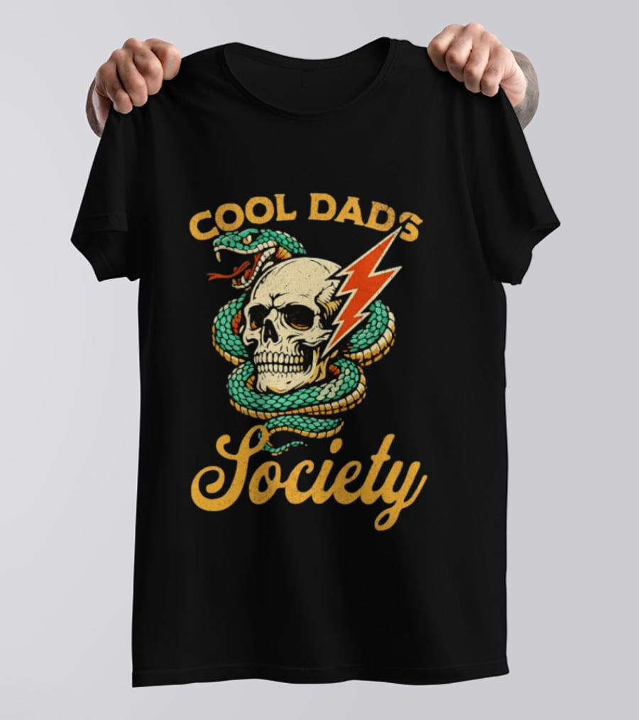 Cool Dads Society Skull Snake Lightning Bolt T-Shirt