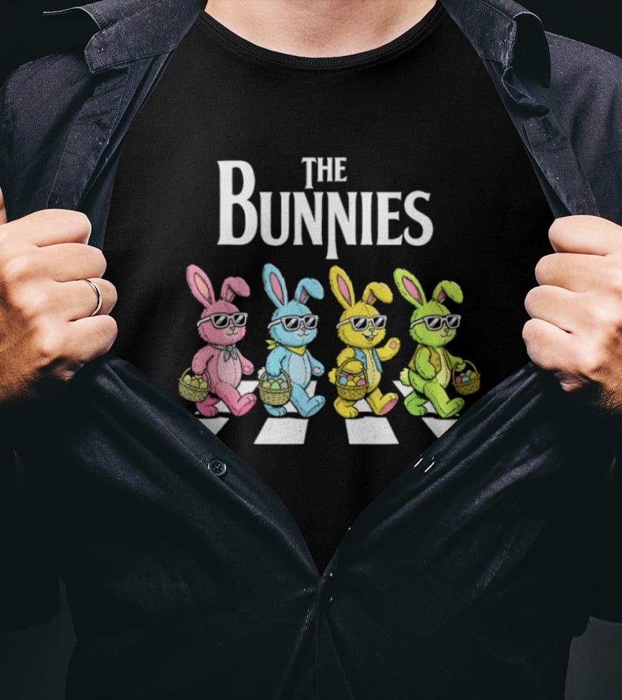 The Bunnies Walking Across Abbey Road In Colorful Sunglasses T-Shirt