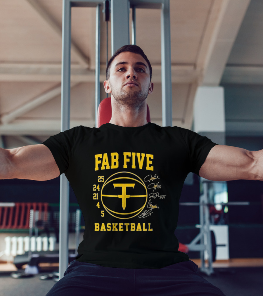 FAB FIVE 25 24 21 4 5 Basketball Signatures T-Shirt