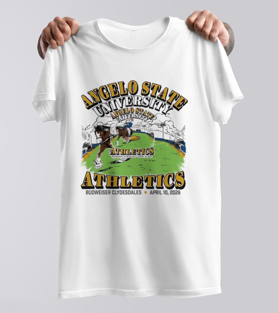 Angelo State University Athletics Budweiser Clydesdales April 10 2026 Event Celebration T-Shirt