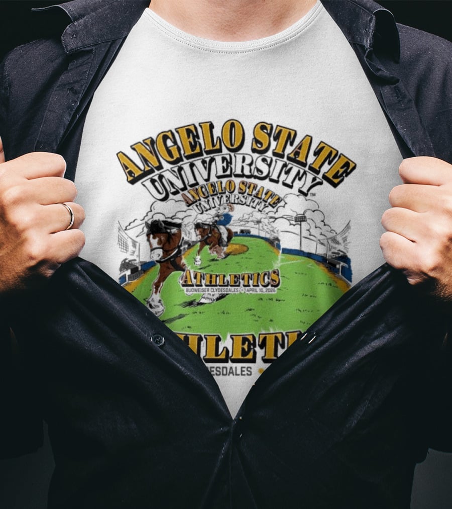 Angelo State University Athletics Budweiser Clydesdales April 10 2026 Event Celebration T-Shirt