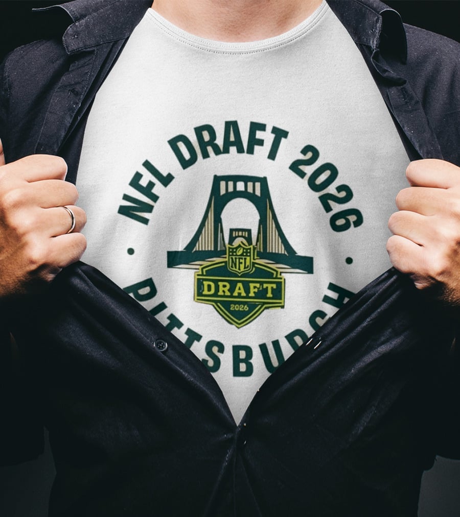 NFL Draft 2026 Pittsburgh Logo Bridge Green T-Shirt
