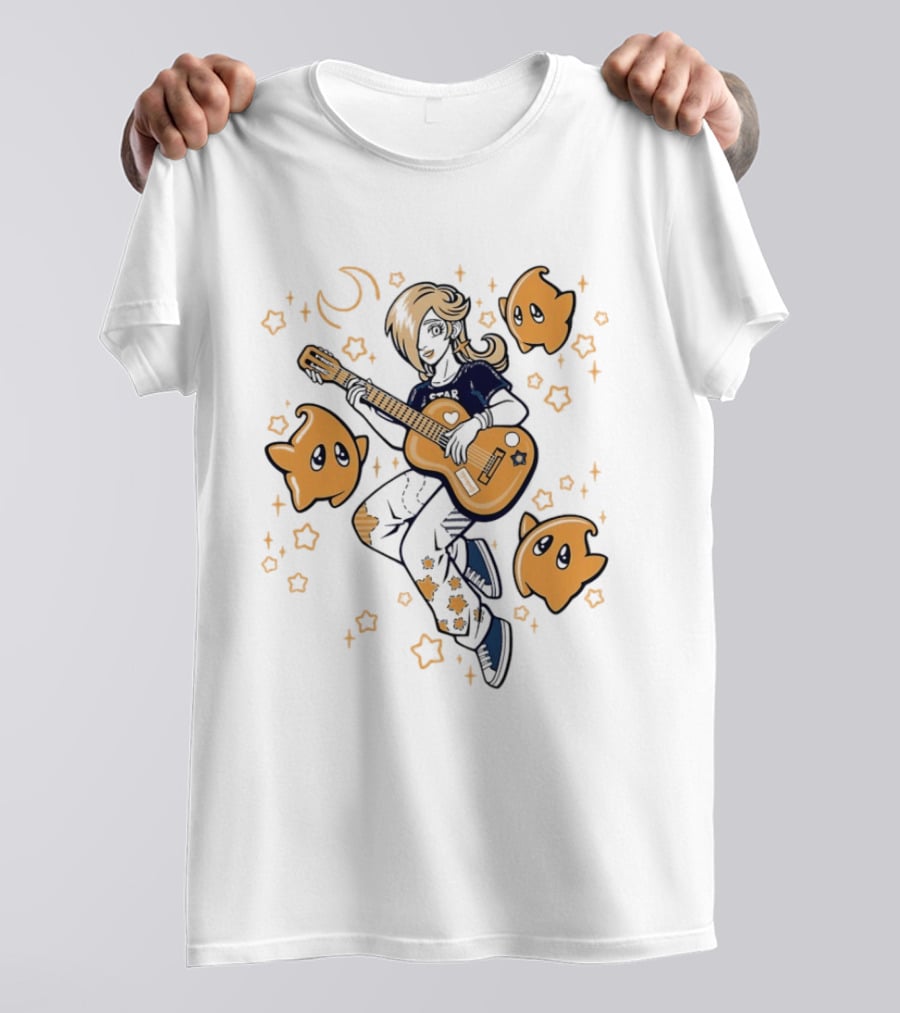 Rosalina And Lumalee Acoustic Remix Guitar Stars And Moons T-Shirt