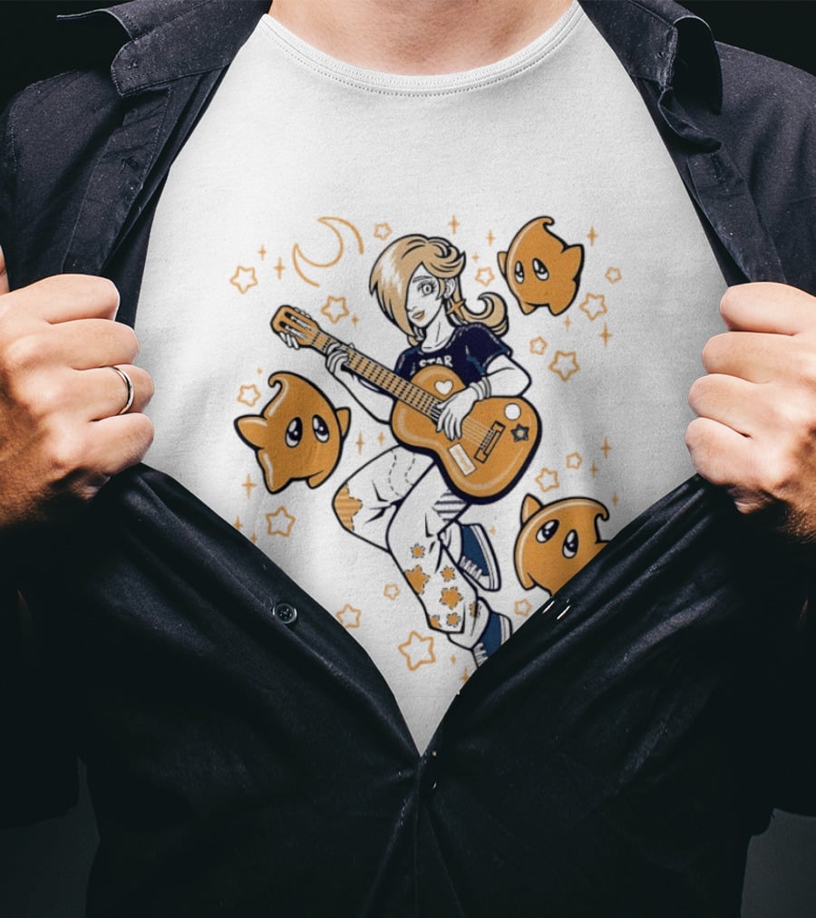 Rosalina And Lumalee Acoustic Remix Guitar Stars And Moons T-Shirt