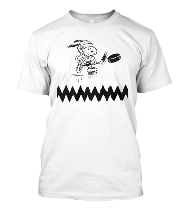Snoopy Peanuts Ice Hockey Player Skating With Puck T-Shirt