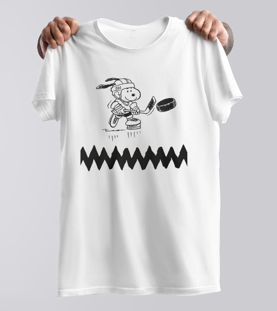 Snoopy Peanuts Ice Hockey Player Skating With Puck T-Shirt