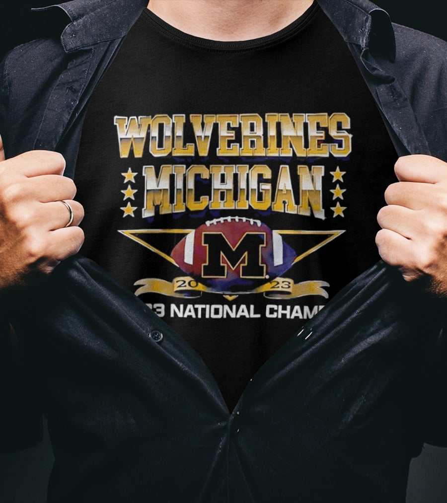 Michigan Wolverines 2023 National Champs Football M T-Shirt