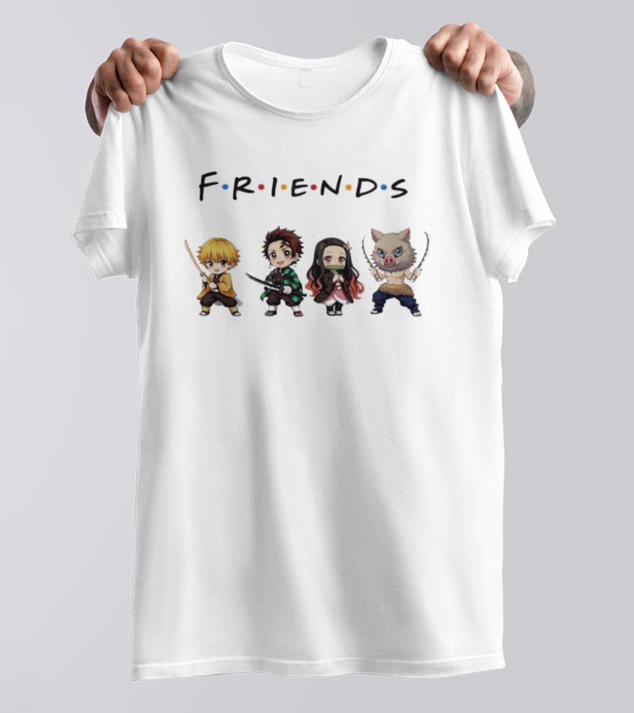 Demon Slayer Chibi Friends Characters Anime Series Characters T-Shirt