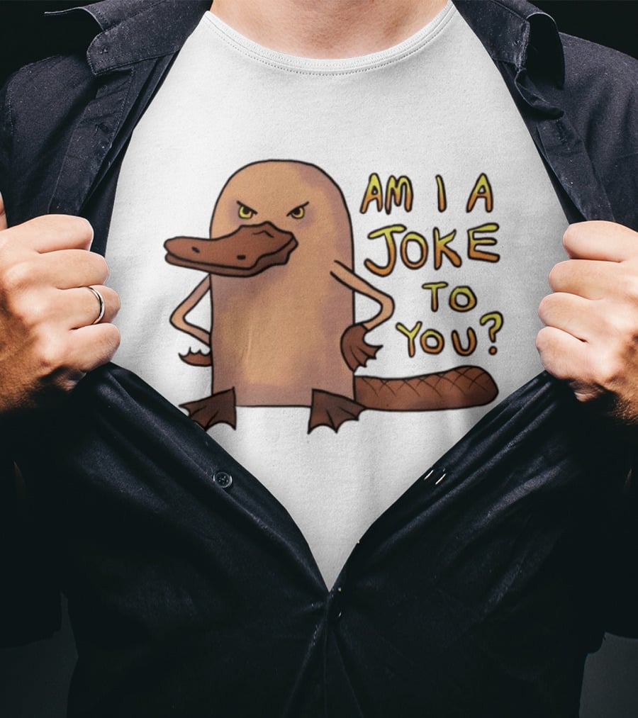 Platypus Am I A Joke To You? Cartoon Style Angry Expression T-Shirt