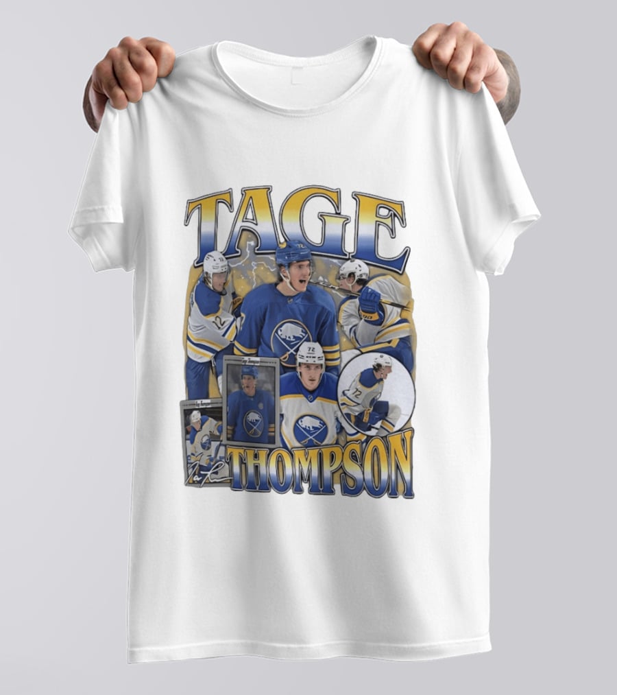 Tage Thompson 72 Buffalo Sabres Ice Hockey Player Action Collage T-Shirt